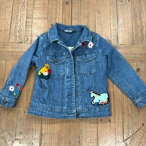 Hanna andersson sherpa lined denim patch jacket
